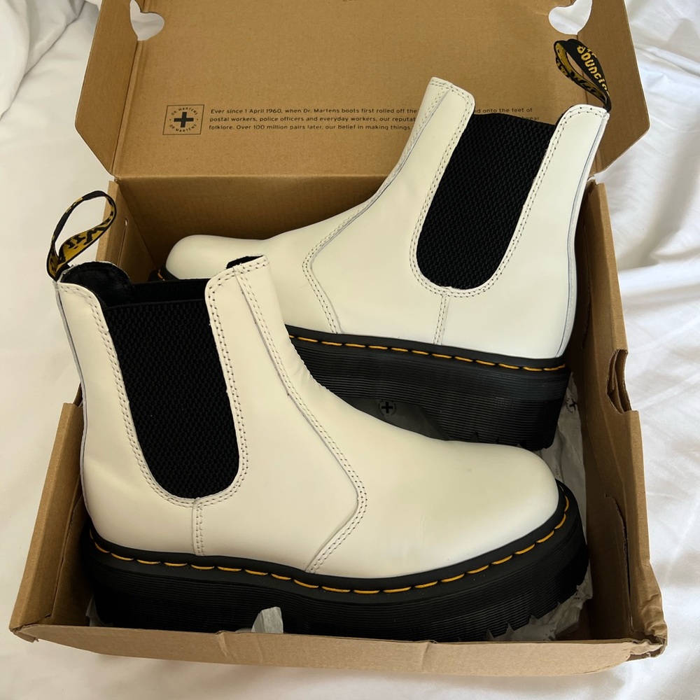 Dr. Martens White Chelsea Boots